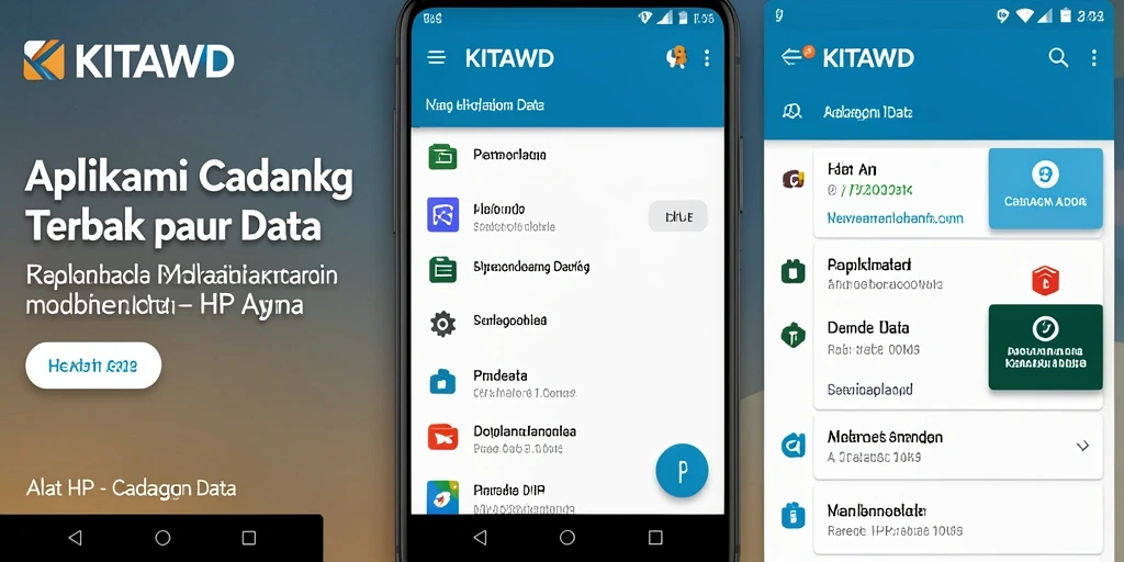Screenshot antarmuka utama KITAWD yang menunjukkan fitur Cadangan Data.