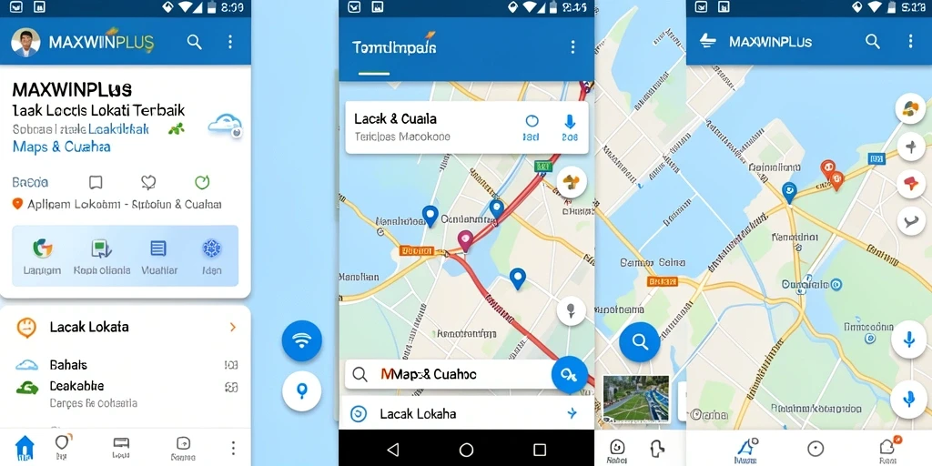Antarmuka aplikasi MAXWINPLUS yang menampilkan fungsi pelacakan lokasi.