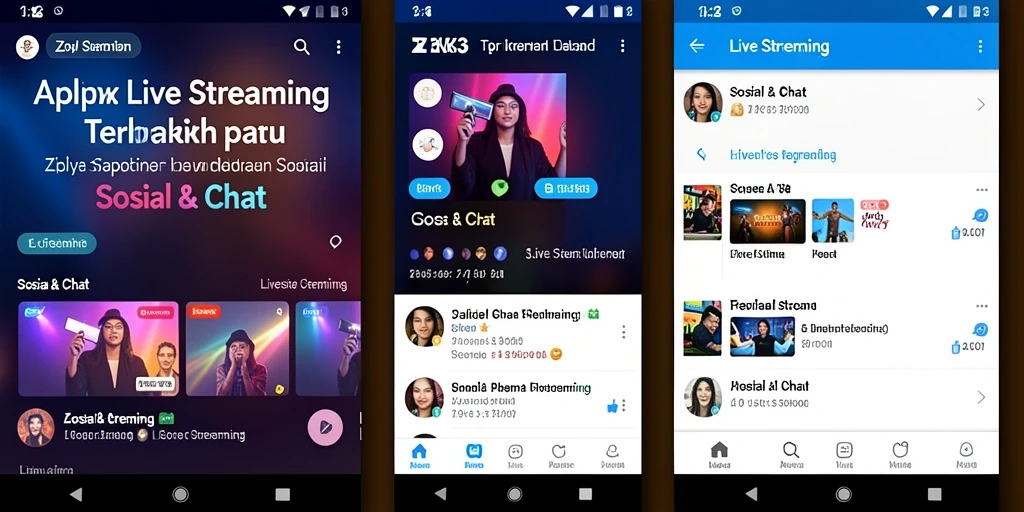 Antarmuka ZK3 dengan fitur Live Streaming yang menarik dan interaktif.