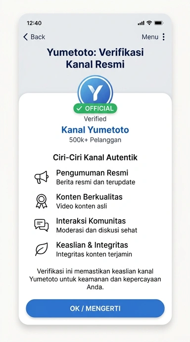 Tampilan kanal resmi yumetoto